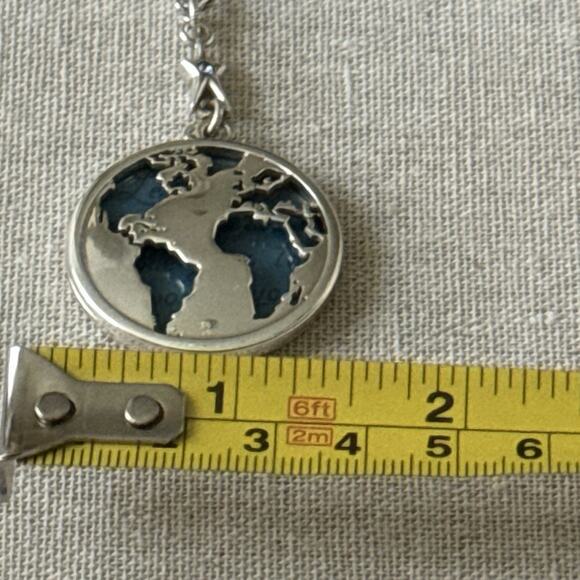 BRIGHTON Halo ODYSSEY WORLD NECKLACE & POUCH Map Earth Silver Blue Water NWT - Picture 11 of 11